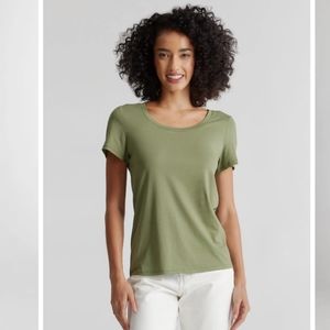 QUINCE, size small, green Cotton Modal Scoop Neck Tee